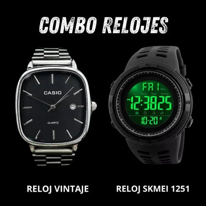 COMBO RELOJ VINTAGE + SKMEI 1251
